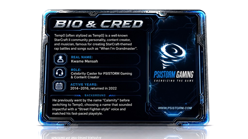 Sample card back: bio and cred layout with branding sidebar (concept)